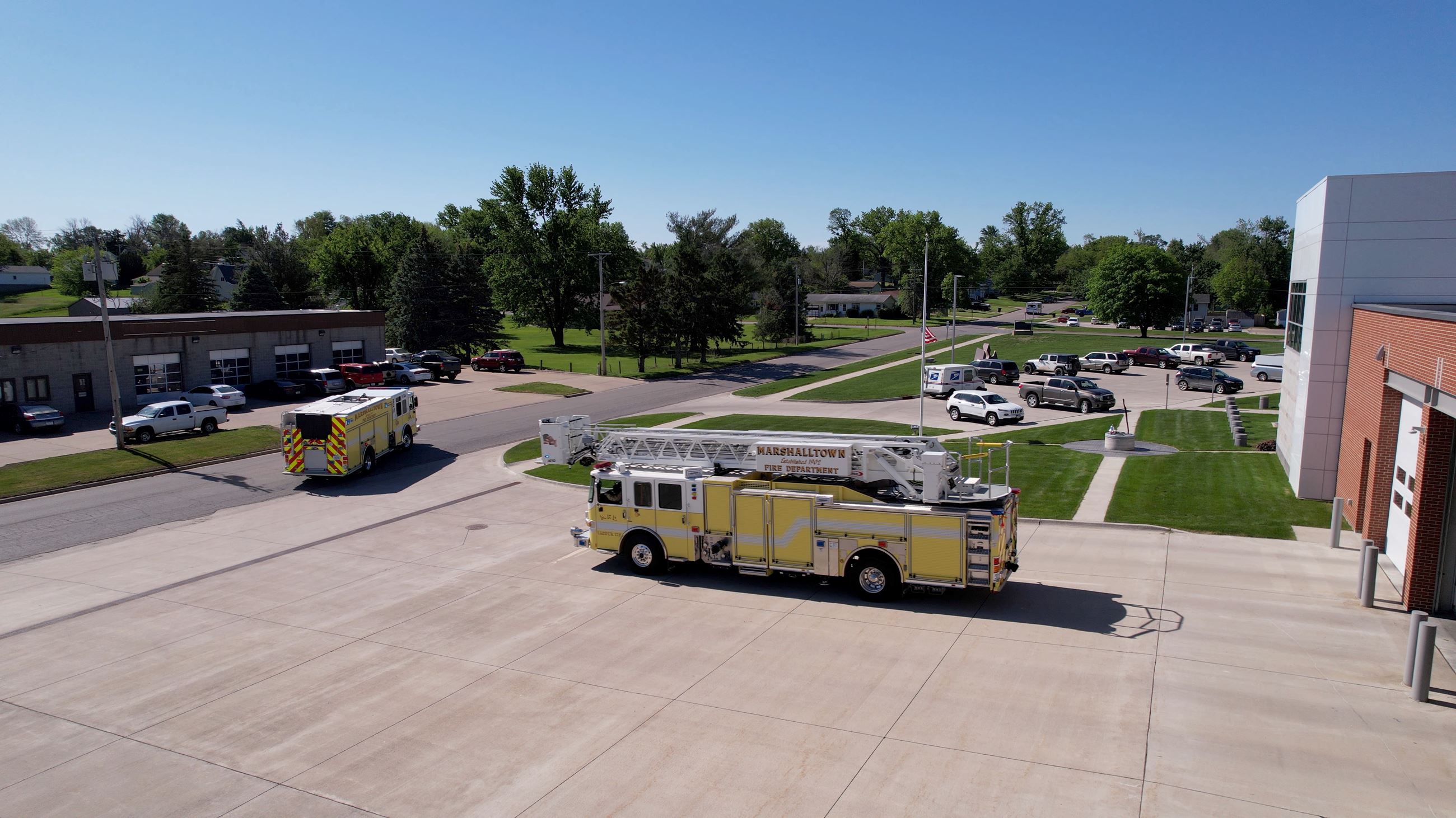 Picture of fire truck leaving the station