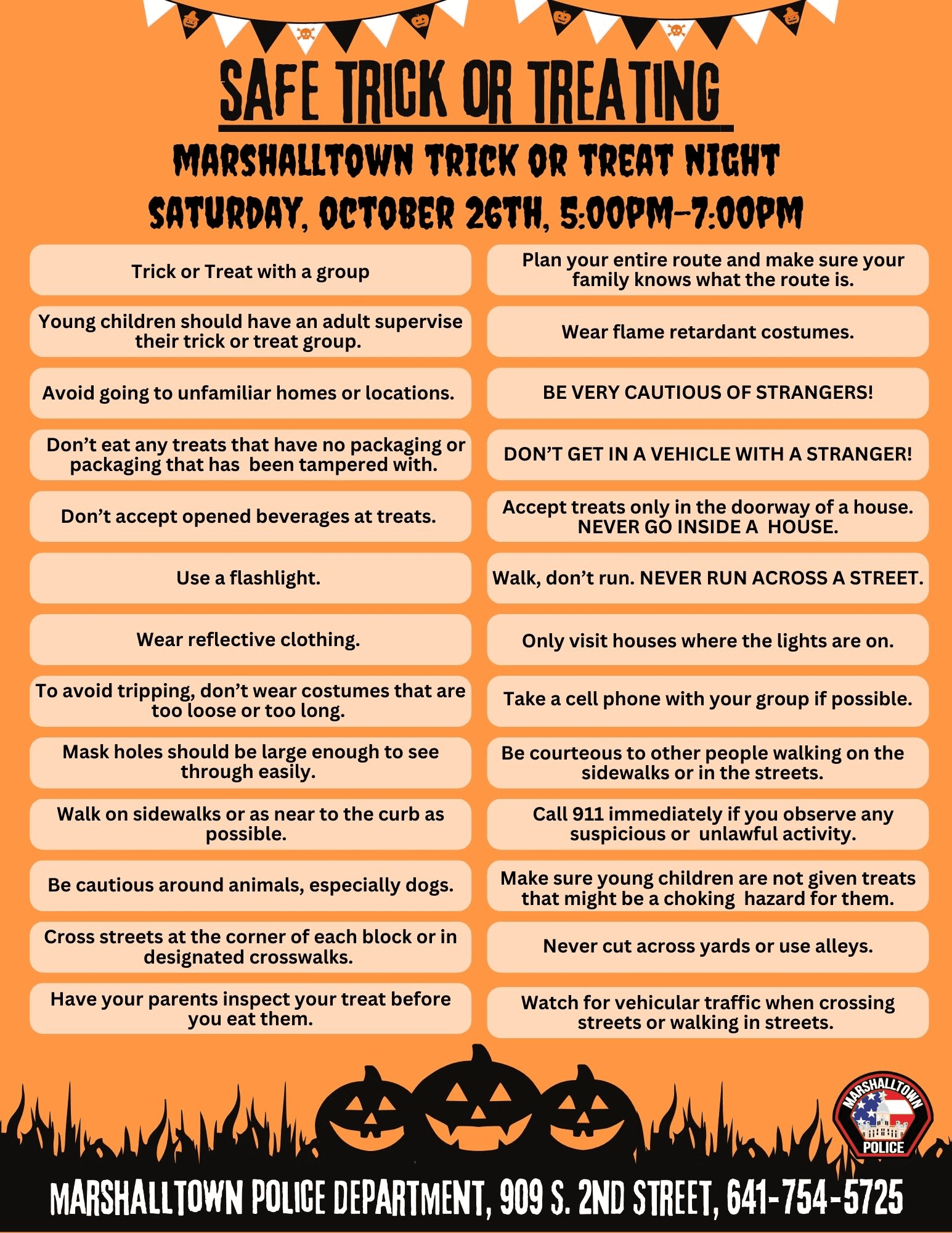 Trick or Treat safety 2024