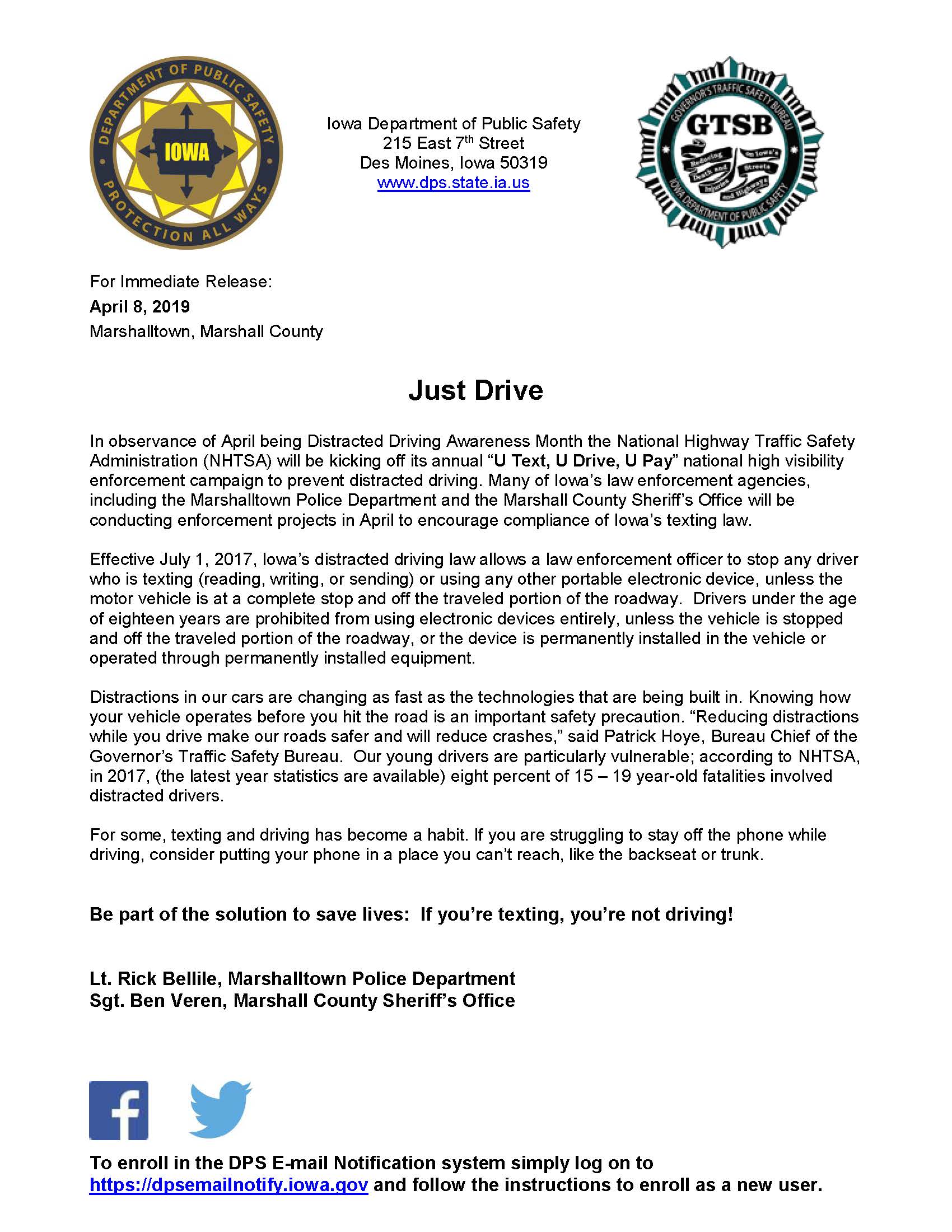 Media Release-Distracted Driving