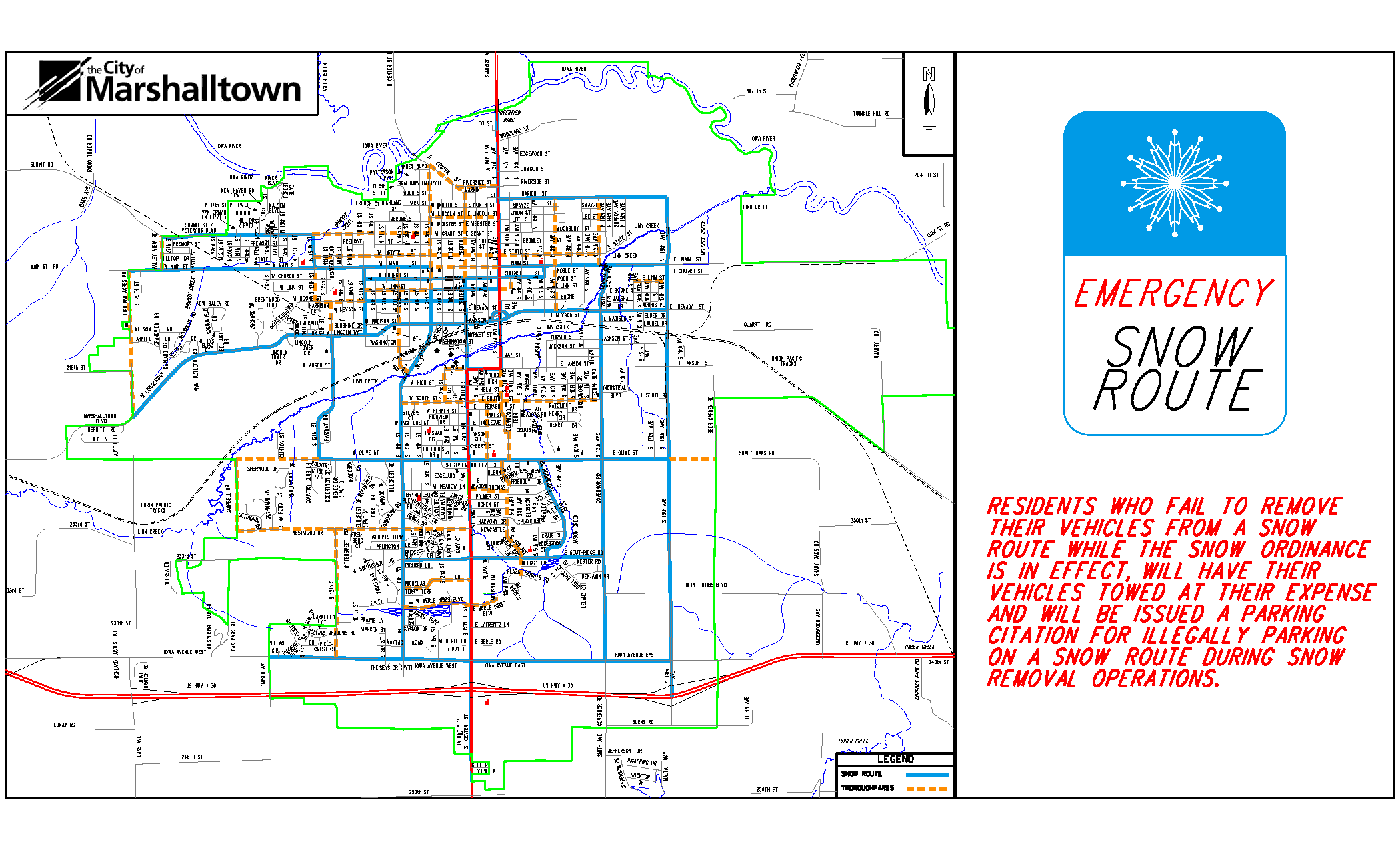 Emergency Snow Route Map (PDF)