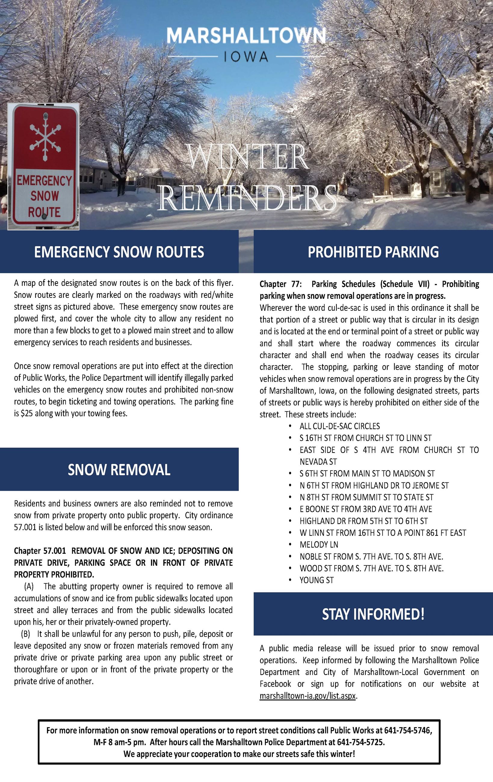 Emergency Snow Route Flyer Snow Ordinance Information